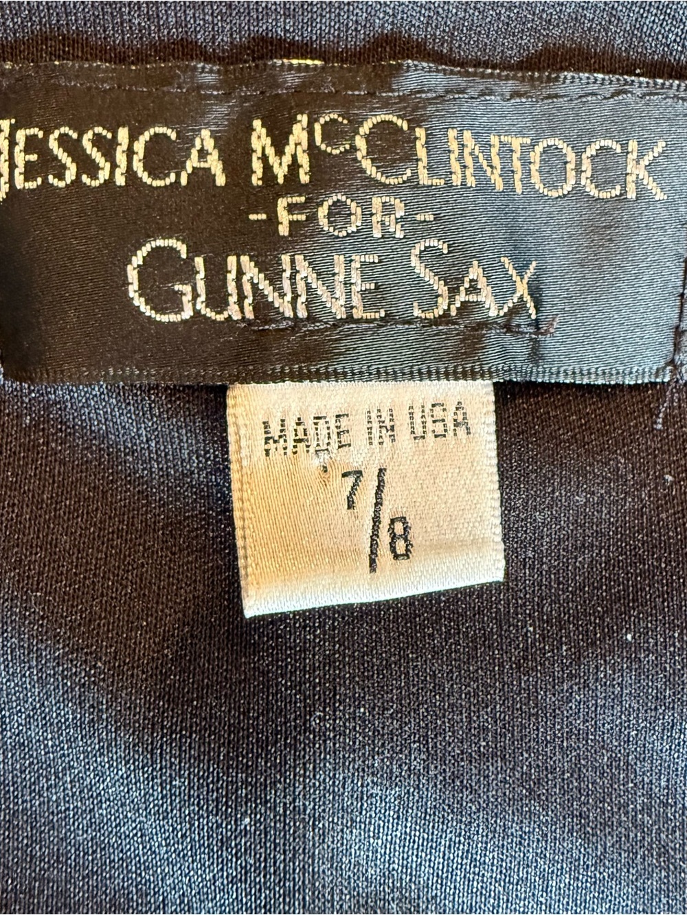Gunne Sax Black Strapless Dress Label Image